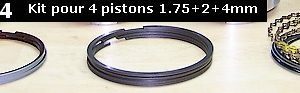 Segments (1,75 + 2 + 4mm) pour 4 pistons