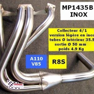 Collecteur 4/1 en inox (Ø38mm x1.25 = Ø 35.50mm int) Sortie Ø50mm