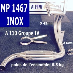 Ensemble collecteur/silencieux groupe IV inox avec colliers