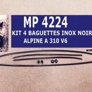 Kit de 8 pièces (baguettes/angles) noires pour pare-brise A310/6. Inox