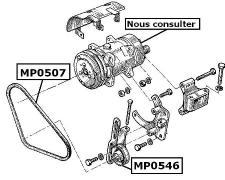 Courroie Accessoire et galet tendeur pour Clio 3RS