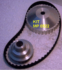 Kit complet 2 poulies dentées et 1 courroie crantée