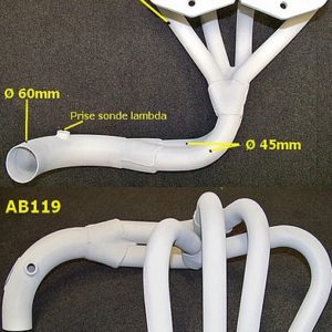 Collecteur compétition 3Y en ACIER avec bague pour sonde lambda (tubes collecteur Ø35x2 -- tubes Y2 Ø45x2 -- tube de sortie Ø60x2.mm)