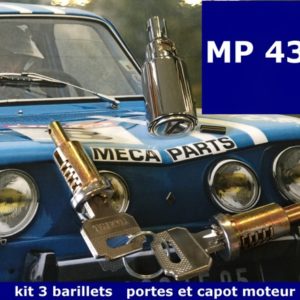 KIT 3 BARILLETS PORTES ET CAPOT MOTEUR R8